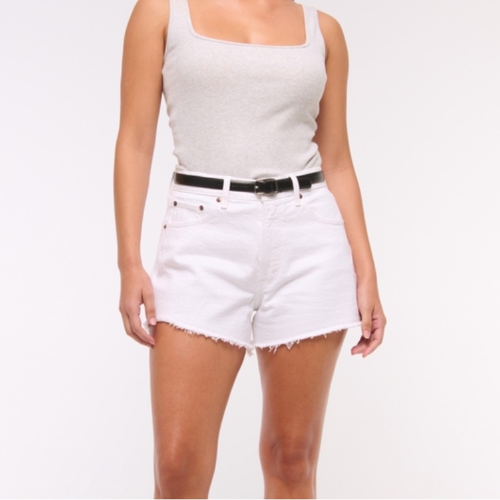 Abercrombie & Fitch White Jean Mom Shorts